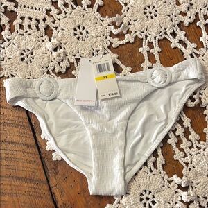 Red Carter White Textured Bikini Bottom
